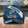 Maxcorners Fishing Blue Scale Pattern Bold Splash Personalized Name 3D Cap (12 Fish Species)