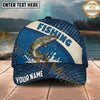 Maxcorners Fishing Blue Scale Pattern Bold Splash Personalized Name 3D Cap (12 Fish Species)