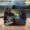 Maxcorners Fishing Lure Strike Geometric Stripe Personalized Name 3D Cap (12 Fish Species)