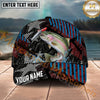Maxcorners Fishing Lure Strike Geometric Stripe Personalized Name 3D Cap (12 Fish Species)