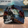 Maxcorners Fishing Lure Strike Geometric Stripe Personalized Name 3D Cap (12 Fish Species)