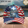 Maxcorners Fishing Patriotic Flag Faith Splash Personalized Name 3D Cap (12 Fish Species)