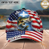 Maxcorners Fishing Patriotic Flag Faith Splash Personalized Name 3D Cap (12 Fish Species)