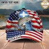 Maxcorners Fishing Patriotic Flag Faith Splash Personalized Name 3D Cap (12 Fish Species)