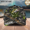 Maxcorners Fishing Camo Reel Legend Graffiti Splash Personalized Name 3D Cap (12 Fish Species)