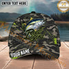 Maxcorners Fishing Camo Reel Legend Graffiti Splash Personalized Name 3D Cap (12 Fish Species)