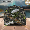 Maxcorners Fishing Camo Reel Legend Graffiti Splash Personalized Name 3D Cap (12 Fish Species)