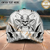 Maxcorners Fishing Skull Rod Line Art Monochrome Personalized Name 3D Cap (12 Fish Species)