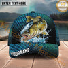 Maxcorners Fishing Blue Scale Water Splash Personalized Name 3D Cap (12 Fish Species)