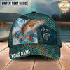 Maxcorners Fishing Teal Scale Hook Emblem Ocean Splash Personalized Name 3D Cap (12 Fish Species)