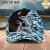 Maxcorners Fishing Blue Camo Carbon Splash Personalized Name 3D Cap (12 Fish Species)