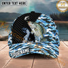 Maxcorners Fishing Blue Camo Carbon Splash Personalized Name 3D Cap (12 Fish Species)