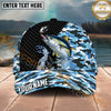 Maxcorners Fishing Blue Camo Carbon Splash Personalized Name 3D Cap (12 Fish Species)