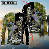 Maxcorner Bass Fishing Sun Protection Jungle Camo Pattern Personalized Name And Team Name Long Sweat Shirt