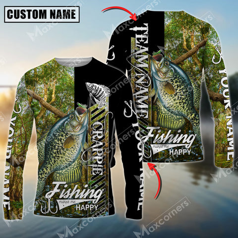 Maxcorner Crappie Fishing Sun Protection Jungle Camo Pattern Personalized Name And Team Name Long Sweat Shirt