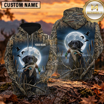 Maxcorners Moonlit Retriever Duck Hunting Personalized Name 3D Hoodie (8 Hunting Dog Options)