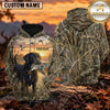 Maxcorners Sunset Reed Field Duck Hunting Personalized Name 3D Hoodie (8 Hunting Dog Options)