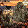 Maxcorners Sunset Reed Field Duck Hunting Personalized Name 3D Hoodie (8 Hunting Dog Options)