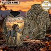 Maxcorners Sunset Reed Field Duck Hunting Personalized Name 3D Hoodie (8 Hunting Dog Options)