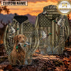 Maxcorners Rustic American Flag Duck Hunting Personalized Name 3D Hoodie (8 Hunting Dog Options)