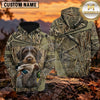 Maxcorners Tactical Reed Camouflage Duck Hunting Personalized Name 3D Hoodie (8 Hunting Dog Options)
