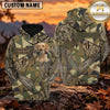 Maxcorners Geometric Woodland Camouflage Duck Hunting Personalized Name 3D Hoodie (8 Hunting Dog Options)