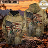Maxcorners Distressed American Flag Duck Hunting Personalized Name 3D Hoodie (8 Hunting Dog Options)
