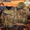 Maxcorners Distressed American Flag Duck Hunting Personalized Name 3D Hoodie (8 Hunting Dog Options)