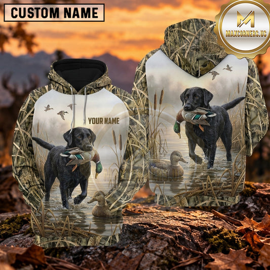 Maxcorners Misty Wetland Retriever Duck Hunting Personalized Name 3D Hoodie (8 Hunting Dog Options)
