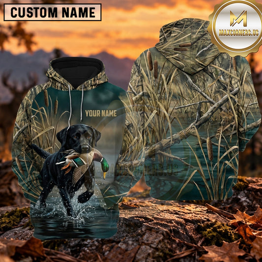 Maxcorners Deep Water Retriever Duck Hunting Personalized Name 3D Hoodie (8 Hunting Dog Options)