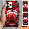 Maxcorners Bowling Phone Case Marble Texture Ball Pins Chevron Grid Carbon Fiber Frame Smoke Personalized Name Multi Options Cover (7 Colors)