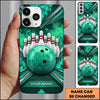 Maxcorners Bowling Phone Case Marble Texture Ball Pins Chevron Grid Carbon Fiber Frame Smoke Personalized Name Multi Options Cover (7 Colors)