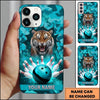 Maxcorners Bowling Phone Case Roaring Tiger Wild Animal Camo Camouflage Pattern Ball Pins Shattered Wall Personalized Name Multi Options Cover (7 Colors)