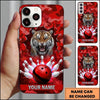 Maxcorners Bowling Phone Case Roaring Tiger Wild Animal Camo Camouflage Pattern Ball Pins Shattered Wall Personalized Name Multi Options Cover (7 Colors)
