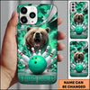 Maxcorners Bowling Phone Case Fierce Bear Fangs Electric Lightning Strikes Camo Camouflage Ball Pins Personalized Name Multi Options Cover (7 Colors)