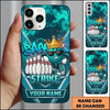 Maxcorners Bowling Phone Case Ball Mascot Crown Sunglasses Leaning Pins Strike Graffiti Carbon Fiber Personalized Name Multi Options Cover (7 Colors)