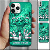 Maxcorners Bowling Phone Case Muscular Ball Character Sunglasses Flexing Biceps Shattered Pins Smoke Graffiti Personalized Name Multi Options Cover (7 Colors)