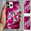 Maxcorners Bowling Phone Case Cute Penguin Mascot Jacket Throwing Ball Shattered Pins Ice Frost Personalized Name Multi Options Cover (7 Colors)