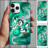Maxcorners Bowling Phone Case Cute Penguin Mascot Jacket Throwing Ball Shattered Pins Ice Frost Personalized Name Multi Options Cover (7 Colors)