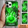 Maxcorners Bowling Phone Case Mythical Dragon Head Fiery Aura Ball Pins Chevron Grid Personalized Name Multi Options Cover (7 Colors)