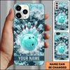 Maxcorners Bowling Phone Case Ice Crystal Frost Ball Pins Camouflage Camo Pattern Shattered Rocks Personalized Name Multi Options Cover (7 Colors)