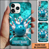 Maxcorners Bowling Phone Case Liquid Splash Ball Impact Pins Shattered Rocks Chevron Stripe Frame Personalized Name Multi Options Cover (7 Colors)