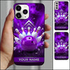Maxcorners Bowling Phone Case Ball Impact Strike Pins Shattered Rocks Chevron Metallic Grid Smoke Personalized Name Multi Options Cover (7 Colors)