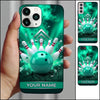 Maxcorners Bowling Phone Case Ball Impact Strike Pins Shattered Rocks Chevron Metallic Grid Smoke Personalized Name Multi Options Cover (7 Colors)