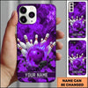 Maxcorners Bowling Phone Case Fiery Blaze Ball Pins Strike Floating Coal Rocks Camo Pattern Personalized Name Multi Options Cover (7 Colors)