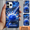 Maxcorners Bowling Phone Case Electric Lightning Strike Ball Pins Shattered Ground Glass Shards Chevron Personalized Name Multi Options Cover (7 Colors)