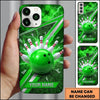 Maxcorners Bowling Phone Case Electric Lightning Strike Ball Pins Shattered Ground Glass Shards Chevron Personalized Name Multi Options Cover (7 Colors)