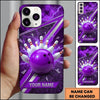 Maxcorners Bowling Phone Case Electric Lightning Strike Ball Pins Shattered Ground Glass Shards Chevron Personalized Name Multi Options Cover (7 Colors)