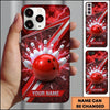 Maxcorners Bowling Phone Case Electric Lightning Strike Ball Pins Shattered Ground Glass Shards Chevron Personalized Name Multi Options Cover (7 Colors)