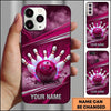 Maxcorners Bowling Phone Case Electric Lightning Energy Ball Pins Strike Hexagon Mesh Carbon Fiber Surface Personalized Name Multi Options Cover (7 Colors)